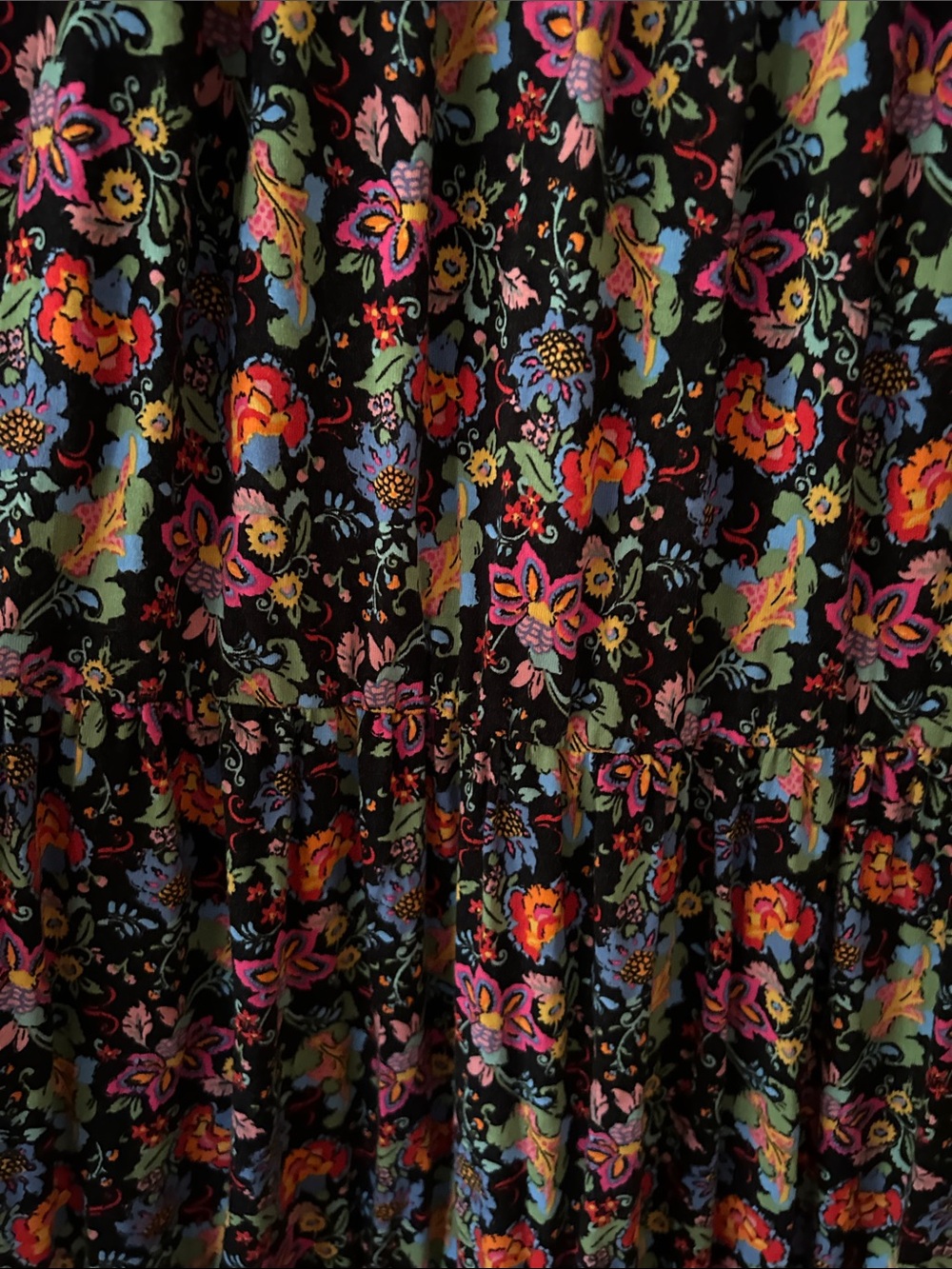Boden Black Long-Sleeve Tiered Floral Midi Dress - Picture 7 of 12